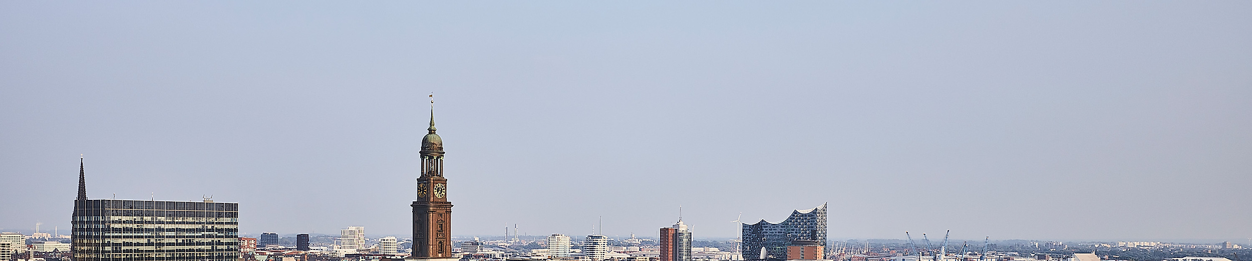 Vogelperspektive auf die Hamburger Neustadt mit Blick auf Dächer und Fürst-Bismarck-Denkmal
