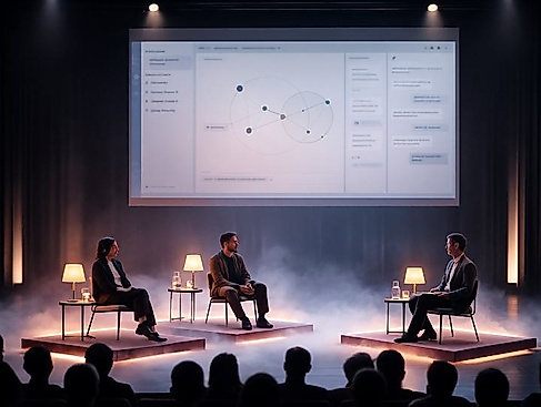Darstellung der Performance, vom Künstler generiert (AI-unterstützt), 2025.