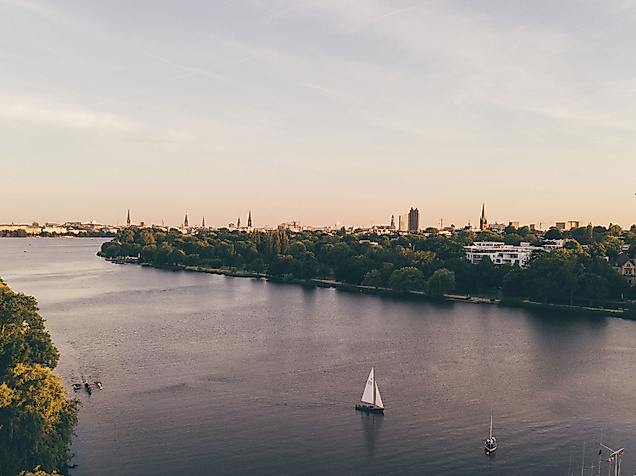 Luftaufnahme über der Alster
