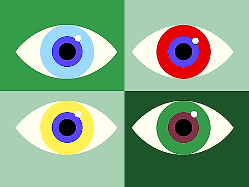 Grafik mit viert Augen auf grünem Grund