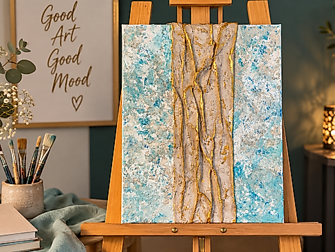 Kunst & Punsch, Mixed-Media auf Leinwand