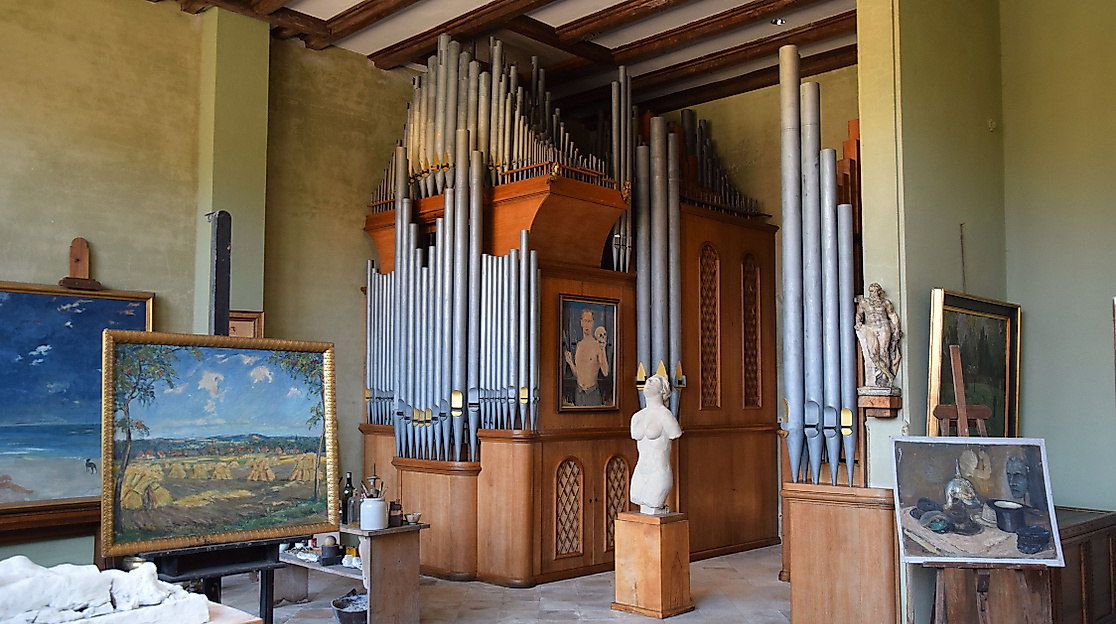 Atelier des Künstlers Hugo Körtzinger mit Walcker-Orgel