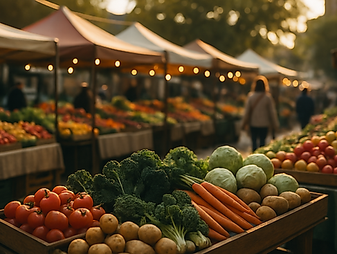 Marktstand mit frischem Gemüse