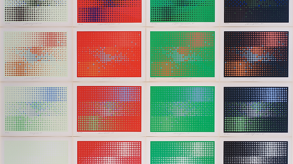 Almir Mavignier: permutation horizontal, 16-teilig, 1961, sammlung mavignier