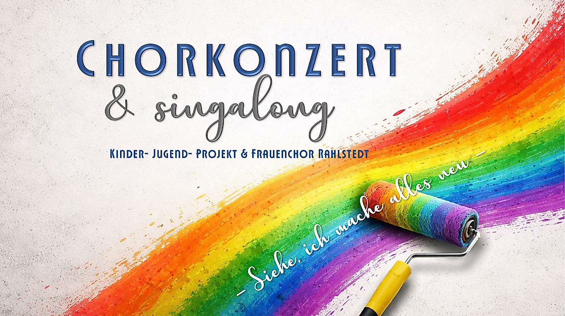 Plakatvorlage mit Regenbogen und Jahreslosung