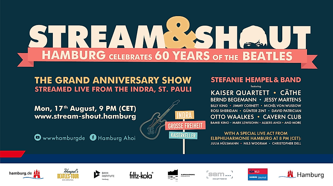 Grafik zur Kampagne ‚Stream & Shout – Hamburg Celebrates 60 Years of The Beatles