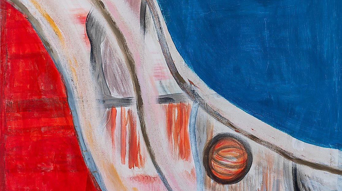 Bild mit roter und blauer Fläche