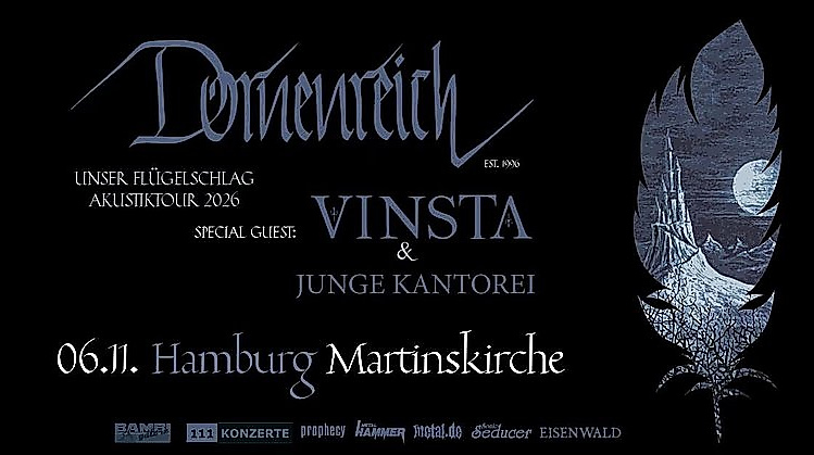 Konzertposter von Dornenreich, Vinsta und Junge Kantorei in der Martinskirche Hamburg, am 06.11.2026