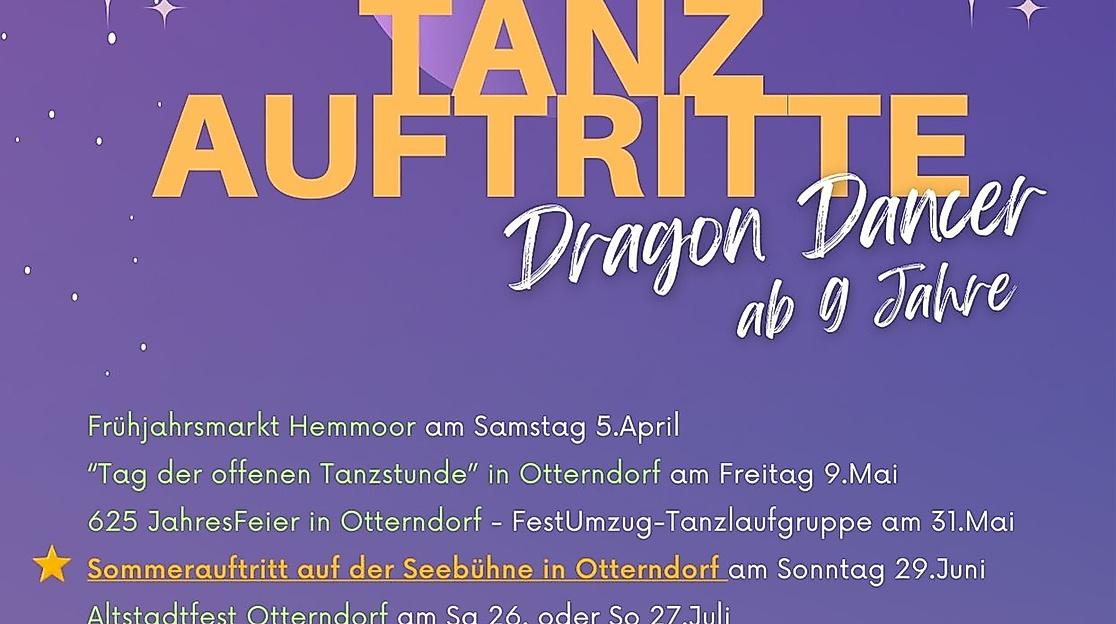 Tanzauftritte 2025 - Dragon Dancer ab 9 Jahren