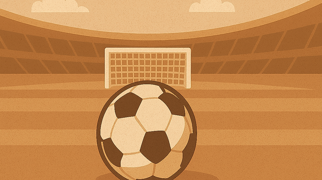 Fußball im Stadion braun - quer
