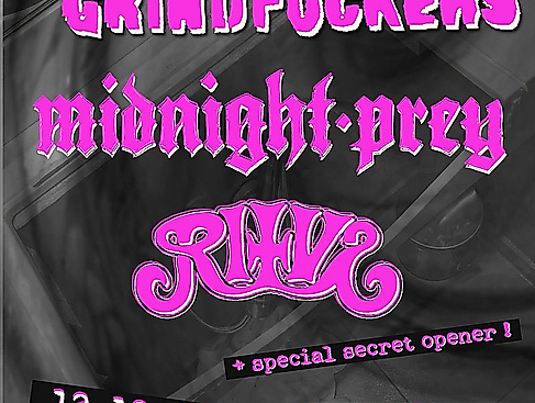 Konzertposter von den Excrementory Grindfuckers, Midnight Prey, Ritvs am 12.12.2026 im Bambi Galore