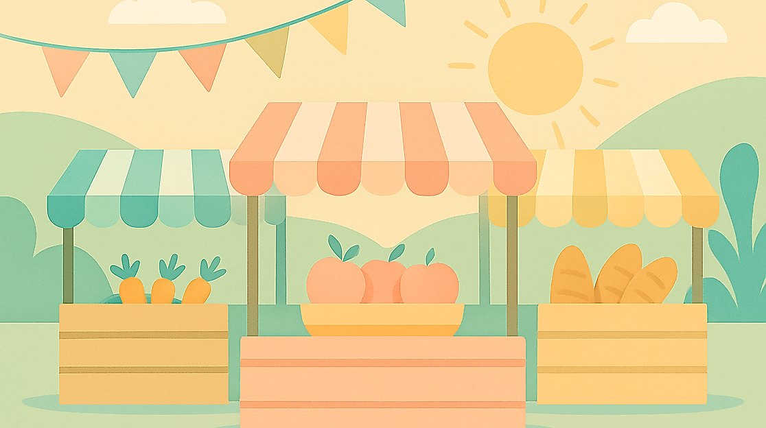 Bauernmarkt im Sonnenschein