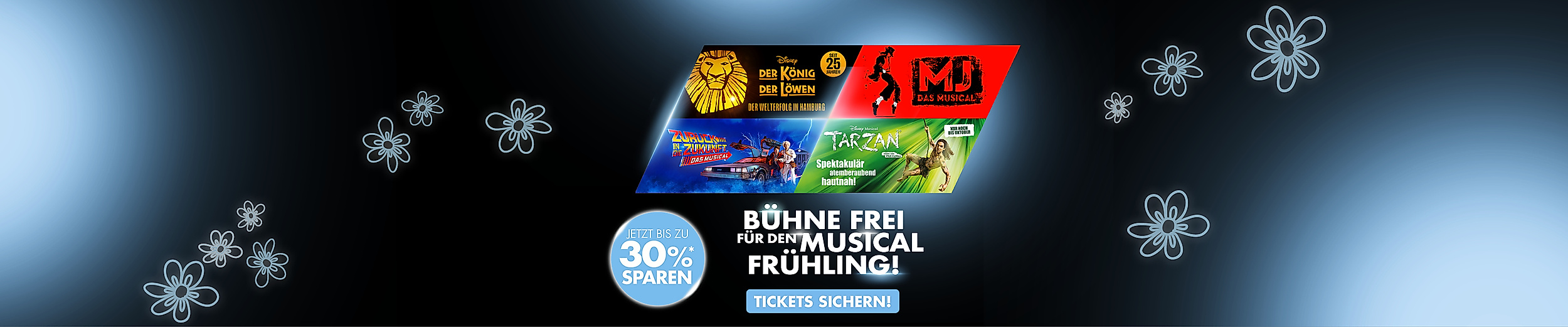 Frühling Ticketaktion mit bis zu 30 % Rabatt auf ausgewählte Musicals