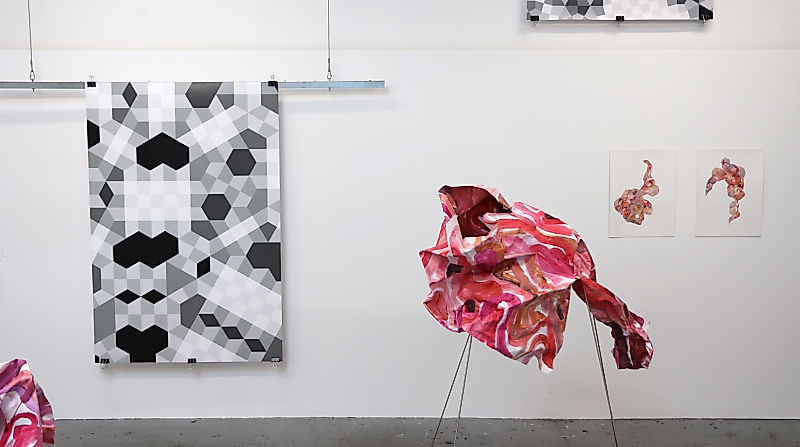 Silke Marohn und Thomas Pilgaard, Ausstellungsansicht: "blühende Strukturen", Galerie der Villa, Hamburg, 2023