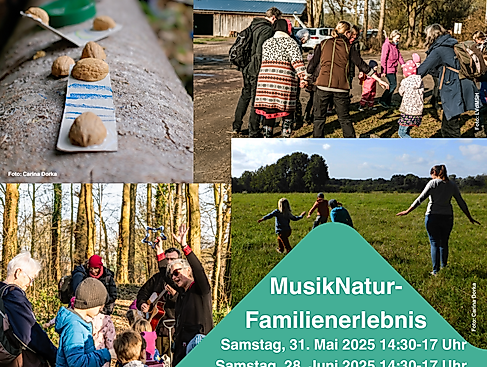 Familien mit Kindern musizieren und basteln Instrumente