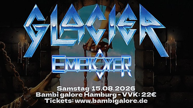 Konzertposter für Glacier und Employer im Bambi galore am 15.08.2026