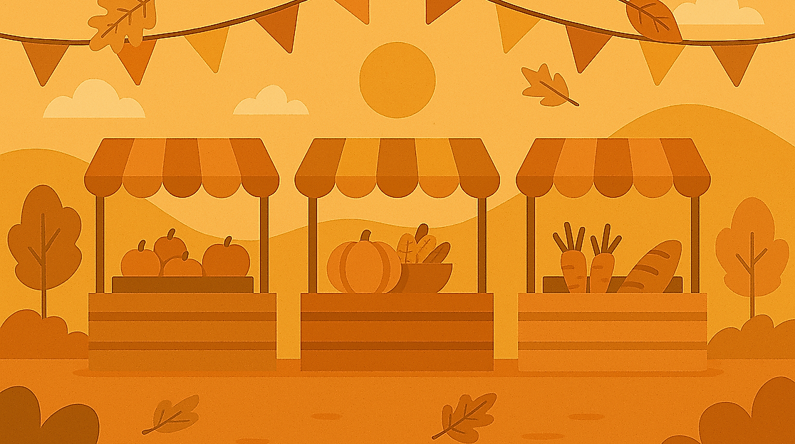 Herbstlicher Bauernmarkt im Sonnenlicht ChatGPT