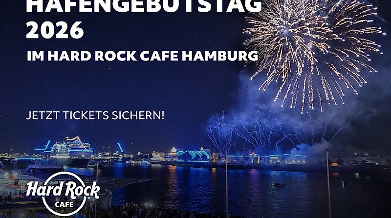 Hard Rock Cafe Hamburg – Elbe in Concert/Hafengeburtstag von der Dachterrasse genießen