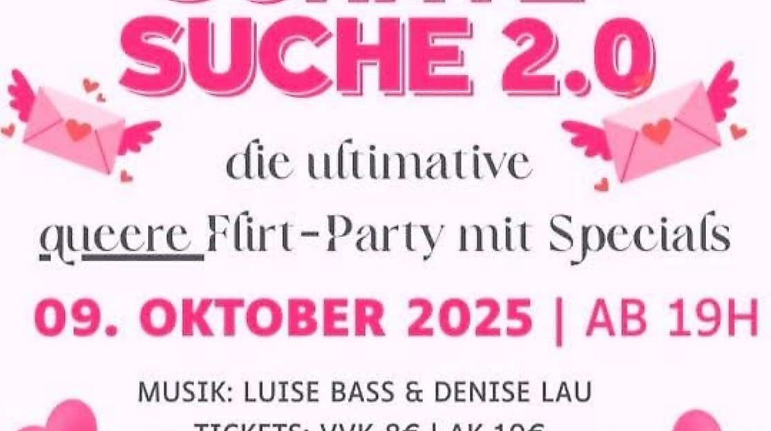Schatzsuche Flyer -  queere Single-party-9-oktopber-cascadas
