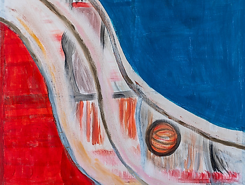 Bild mit roter und blauer Fläche