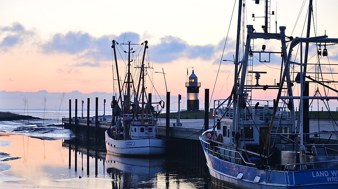 Sonnenuntergang Watt Wremen Hafen Kutter (1)