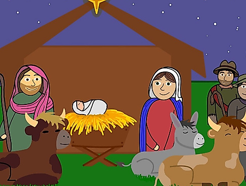 Zeichnung Weihnachtskrippe