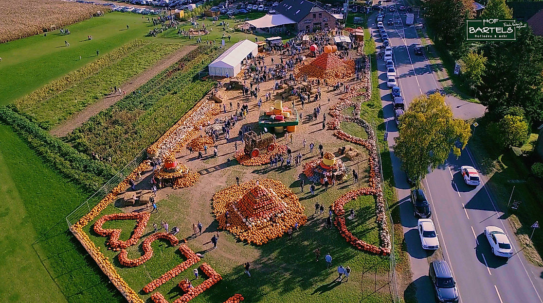 Vogelperspektive-Kürbispyramiden-und-Hof-C-Hof-Bartels