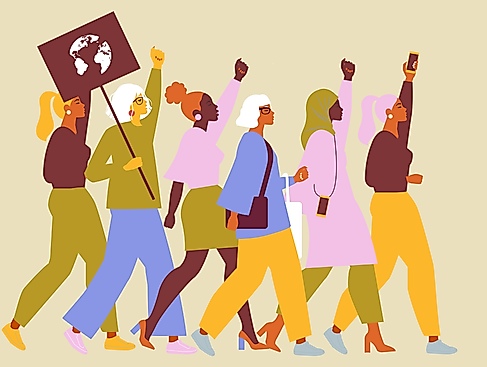 Grafik mit protestierenden Frauen