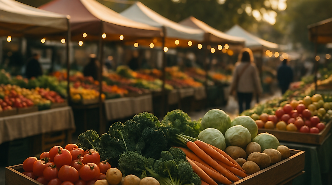 Marktstand mit frischem Gemüse