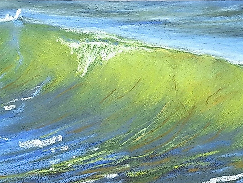 Kerstin Reitz, Wellenrauschen 2, Pastell auf Papier, 26 x 65 cm
