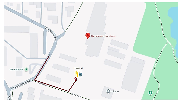 Wegbeschreibung Zugang zur Jugendmusikschule im Stadtbereich Süd-Ost