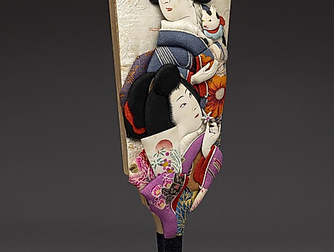 Federballschläger mit Katze haltender Frau, Japan, vor 1895. MARKK Inv Nr. 23.3:5