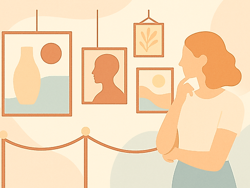 Kunstausstellung in Pastellfarben