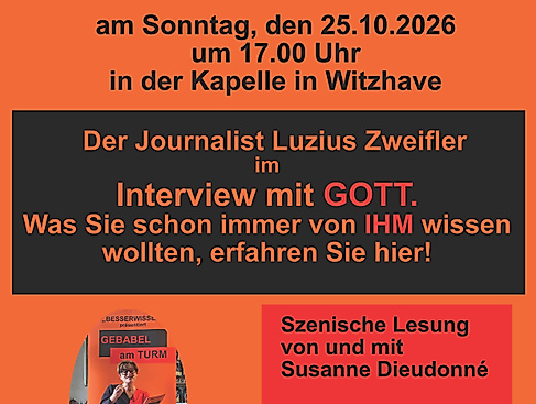 Das Plakat zu "Gebabel am Turm"- Das Interview mit Gott