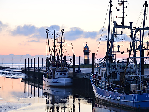 Sonnenuntergang Watt Wremen Hafen Kutter (1)