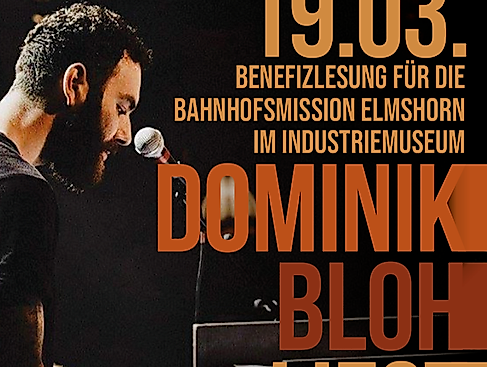 Plakat Benefitzlesung Dominik Bloh in Elmshorn