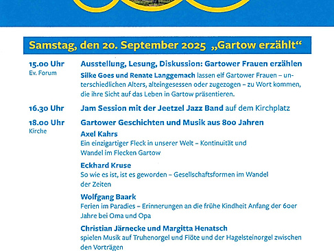 800 Jahre Gartow Programm 20.09.2025