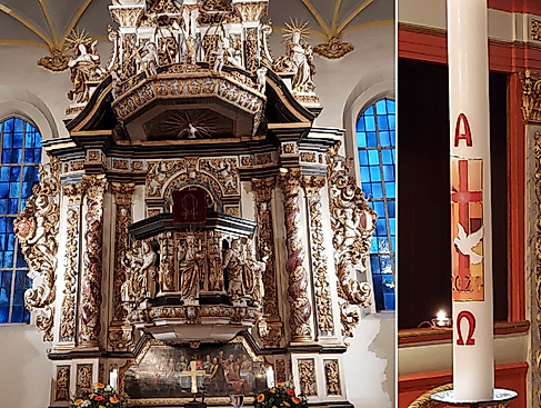 Alter der Schloßkirche + Taufkerze