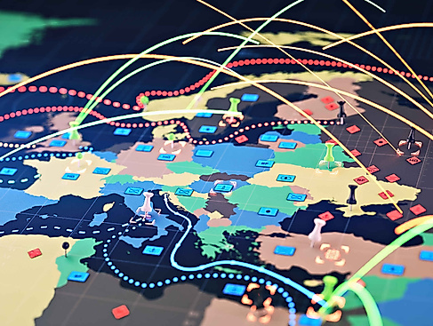 Landkarte Europas mit strategischen Motiven