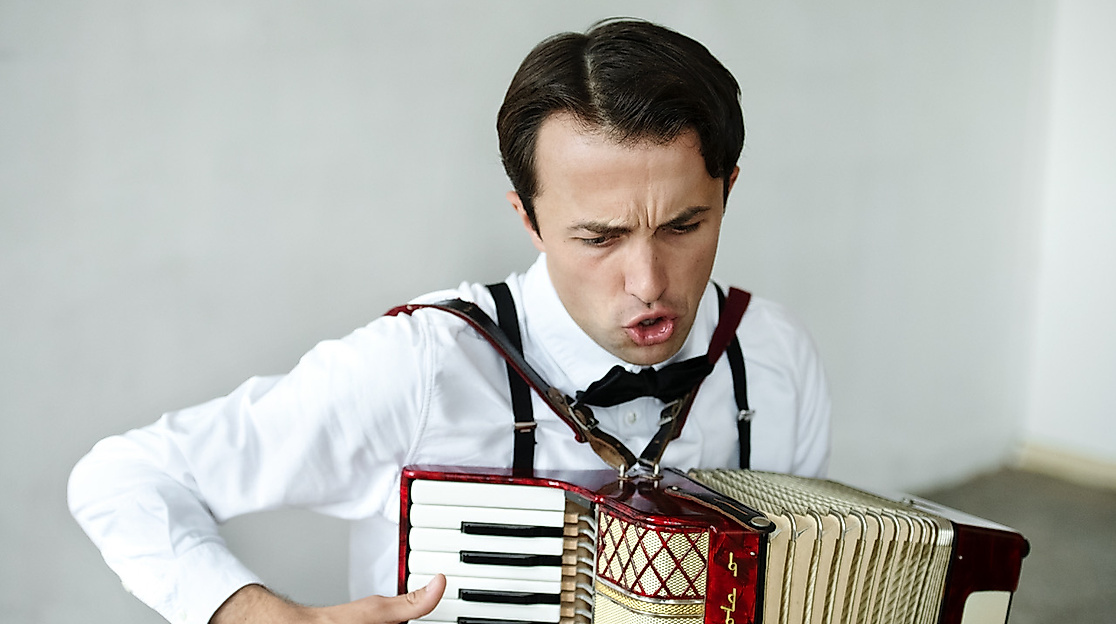 Akkordeonspieler in Aktion