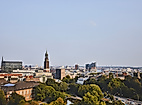 Vogelperspektive auf die Hamburger Neustadt mit Blick auf Dächer und Fürst-Bismarck-Denkmal