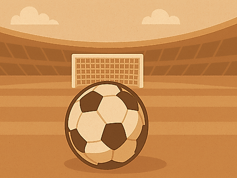 Fußball im Stadion braun - quer
