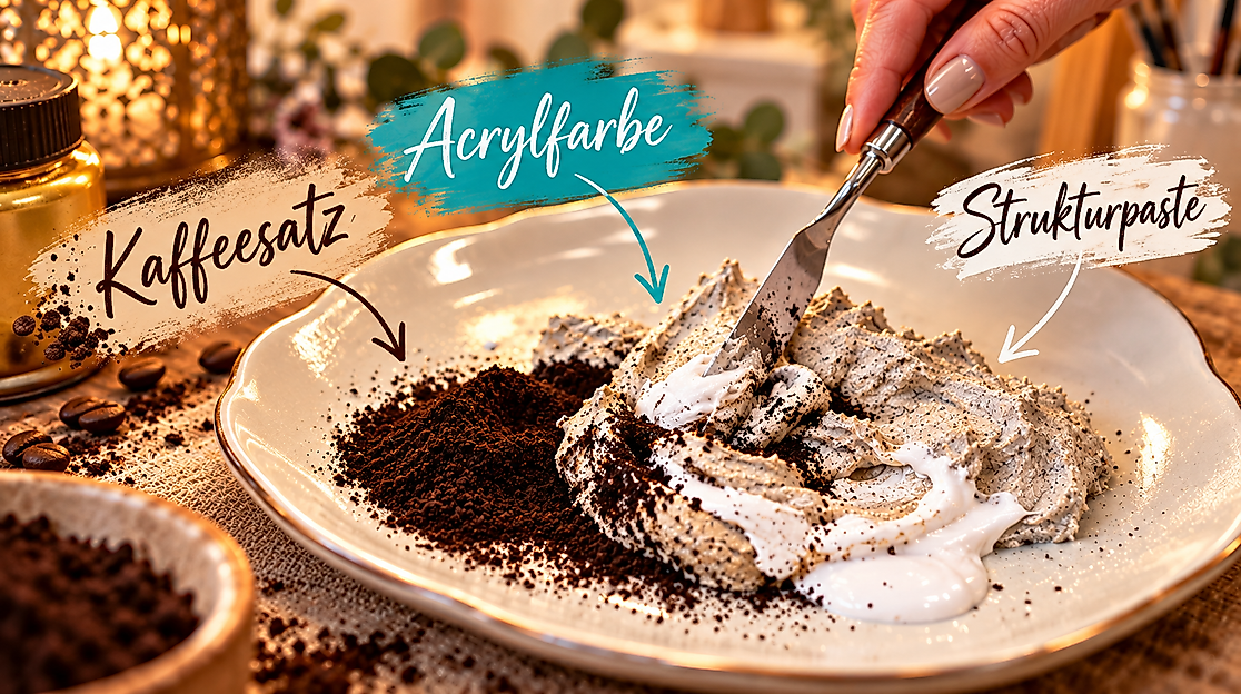 Strukturpaste mir Kaffeesatz herstellen