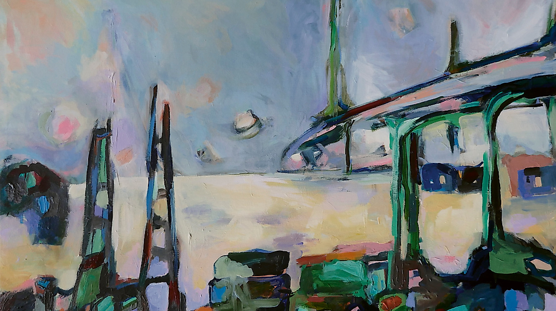 Sabine Niemann, „Port Lux“, 2026, Acryl auf Leinwand