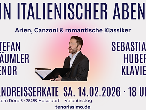 Ein italienischer Abend - Valentinstags-Konzert in der historischen Bandreisserkate in Haseldorf, Schleswig-Holstein