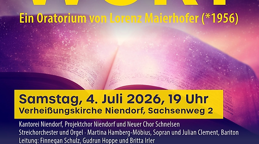 Plakat der Kirchengemeinde Schnelsen für das Oratorium von Lorenz Maierhofer