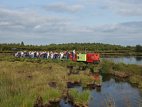 Die Torfbahn fährt durch die  Czerwonka-Schleife
