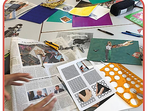 Kreativer Tisch mit Material