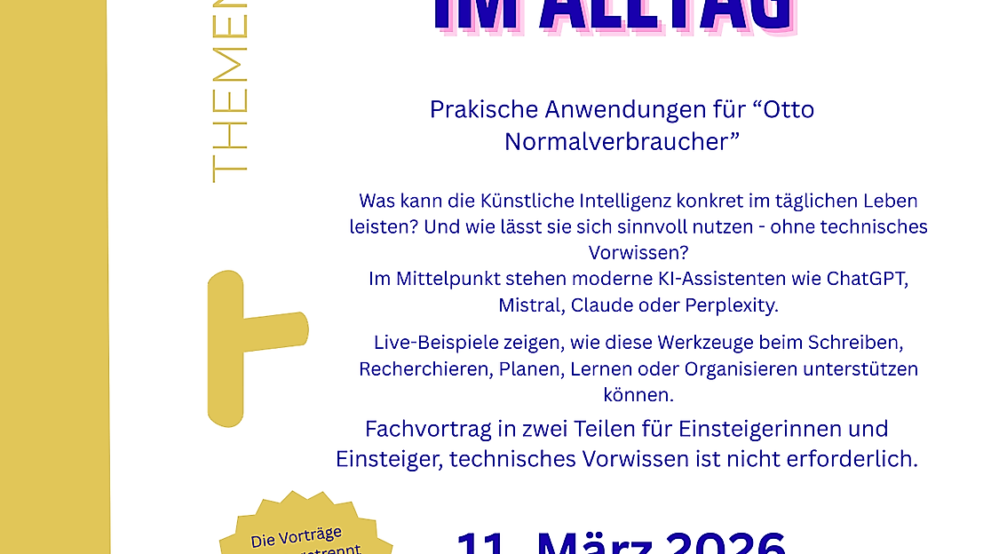 Vortrag "KI im Alltag", 11.03.26, Stadtbücherei