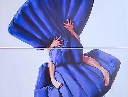 Jana Jacob: Let´s grow old together, 2025, Öl auf Leinwand, 200x200cm